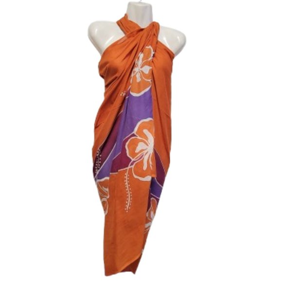 Womens Sarong Cotton Wrap, Handpainted Batik Wrapskirt Beach Pareo Beachwear-NEW - Picture 5 of 7